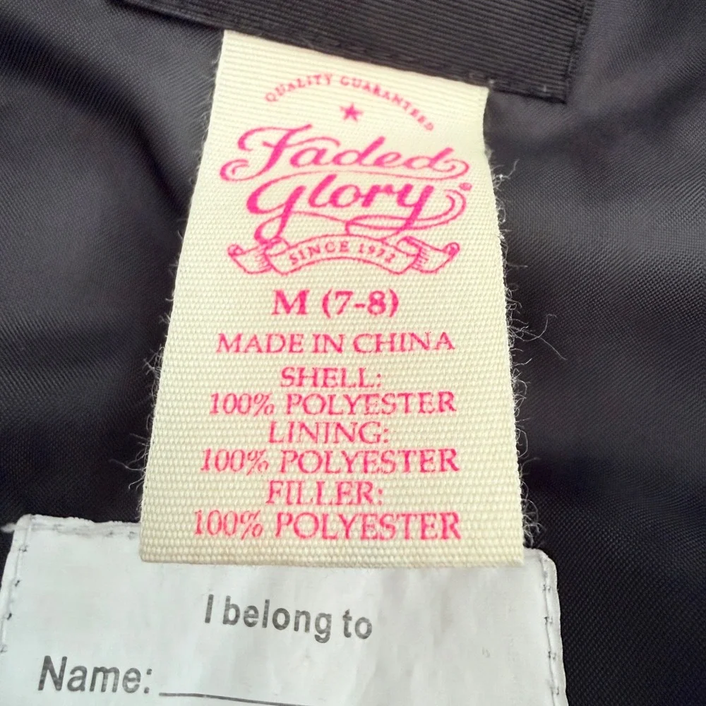 Faded Glory Snow Bibs Kids Size M 7-8 Black Insulated Ski Pants Snowboard